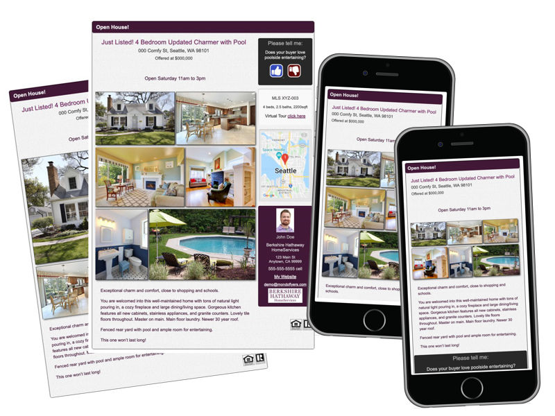 sample of a Berkshire Hathaway HomeServices themed MondoFlyers template